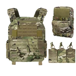 EMERSONGEARS 1000D 나일론 전투 세트 레이저 커팅 조끼, 수화 배낭, 트리플 탄창 파우치 포함, ZH02