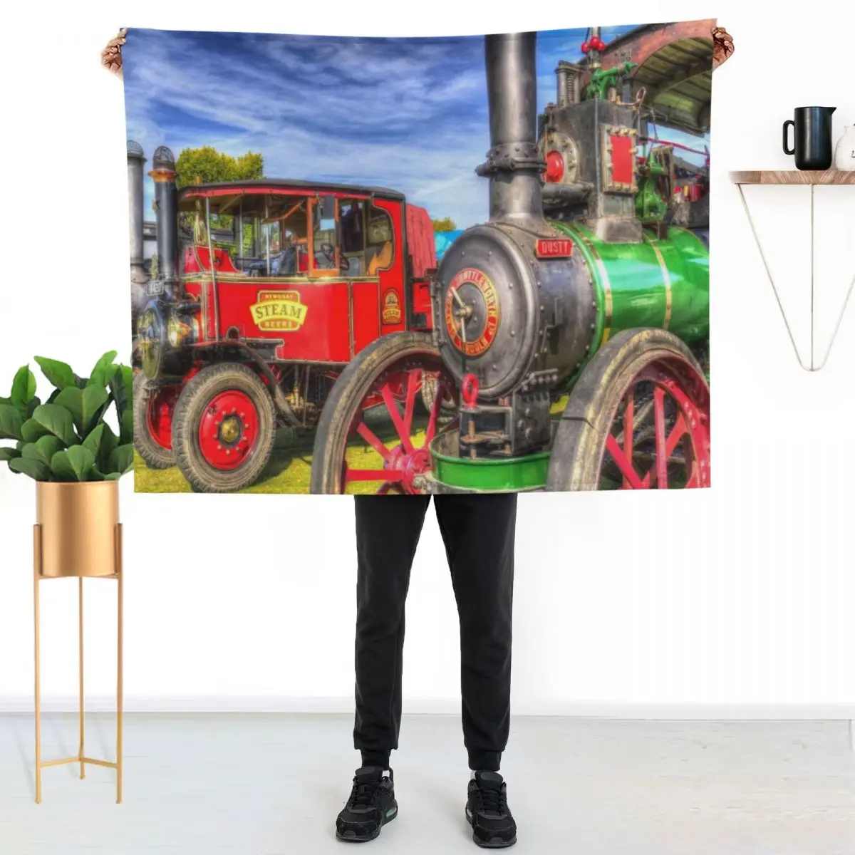 Traction Engine and Steam Lorry Throw Blanket Polar Soft Beds Sleeping Bag Hairy christmas decoration Loose Blankets