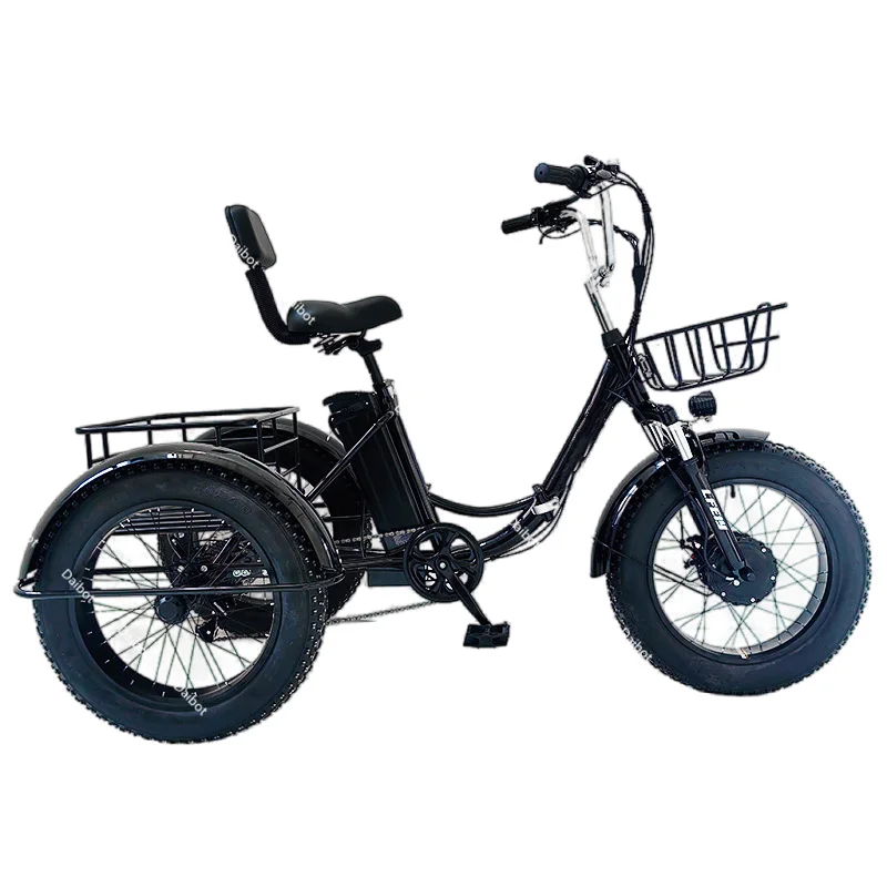 3 Wheel 20 Inch Folding Electric Tricycle Adults Cargo Fat Tire 500w 48v Fatbike Electric Bicycle For Men Removable Battery