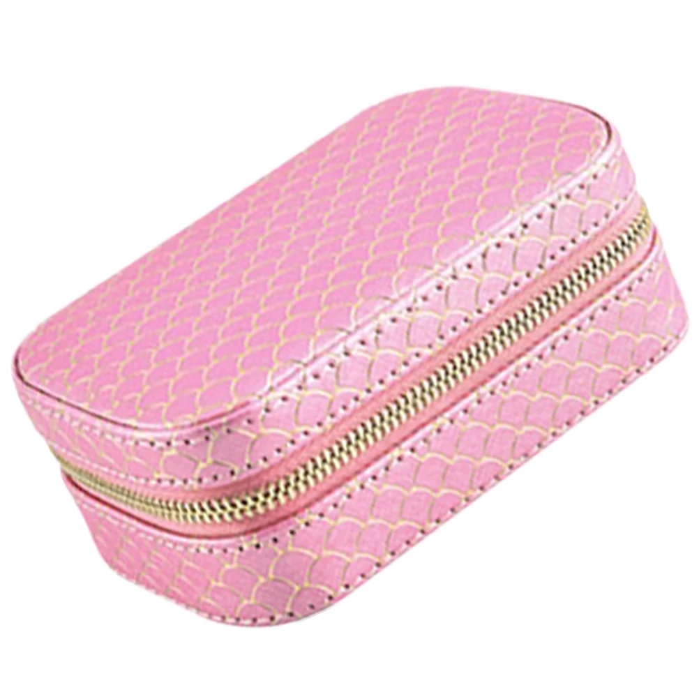 

Portable Jewelry Box Small Travel Organizer Case With Compartments Zipper Lightweight Storage For Earrings Necklaces Rings