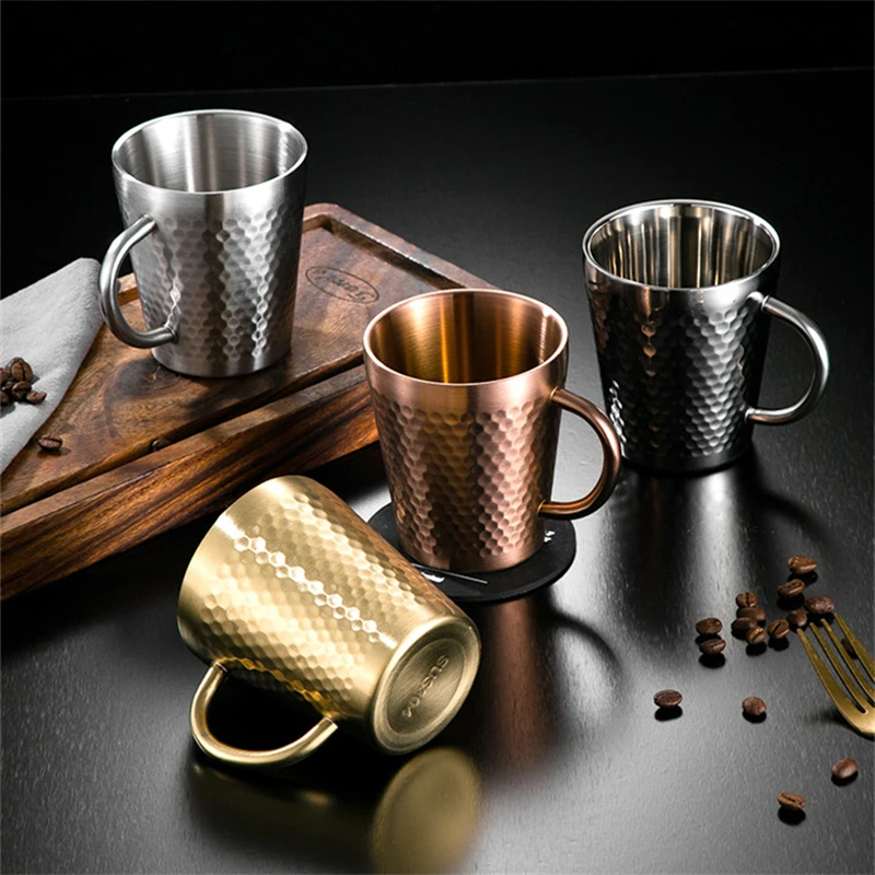 

300ML Creative Stainless Steel Beer Mugs with Handle Coffee Tea Drinks Cups Home Kitchen Drinkware Tumbler Christmas Gift