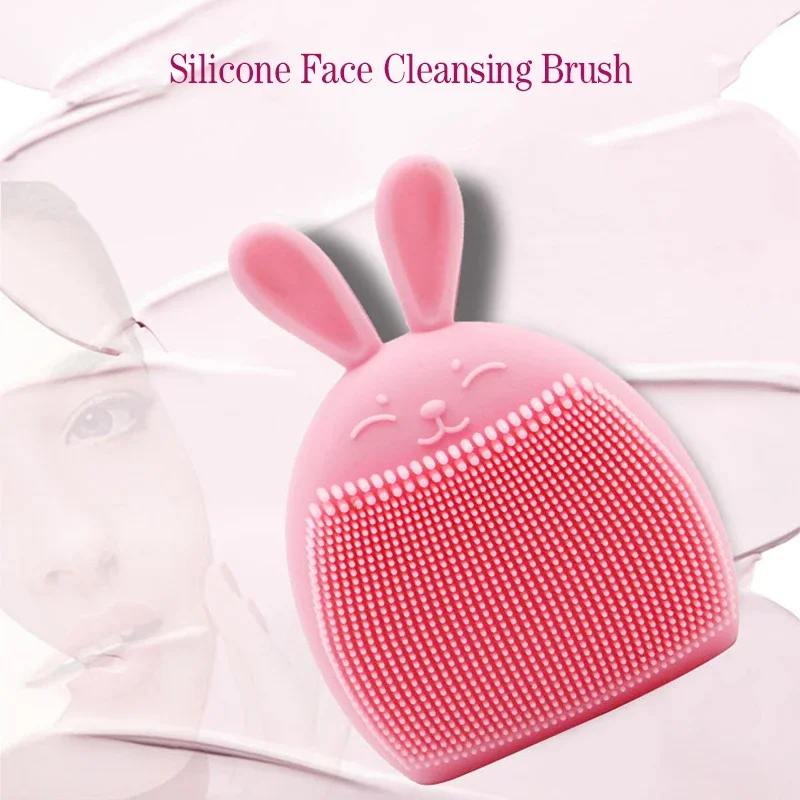 

2023 Cute 1Pc Rabbit Shape Silicone Face Cleansing Brush Face Washing Product Pore Cleaner Exfoliator Face Scrub Brush Skin Care