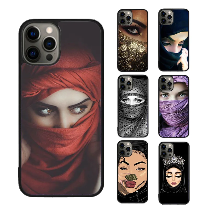 Muslim Islamic Arabic Hijab Face Gril Eyes Koran Phone Case For iPhone 15 16 14 13 Pro Max 12 11 Pro Max For Apple 8 PLUS 7 XS