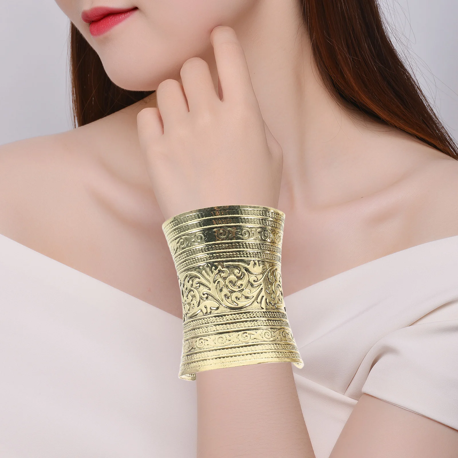 

2pcs Retro Bracelet Hollow Open Bangle Adjustable Metal Arm Cuff For Women Wrist Jewelry Minimalist Trendy Bracelets Fashion