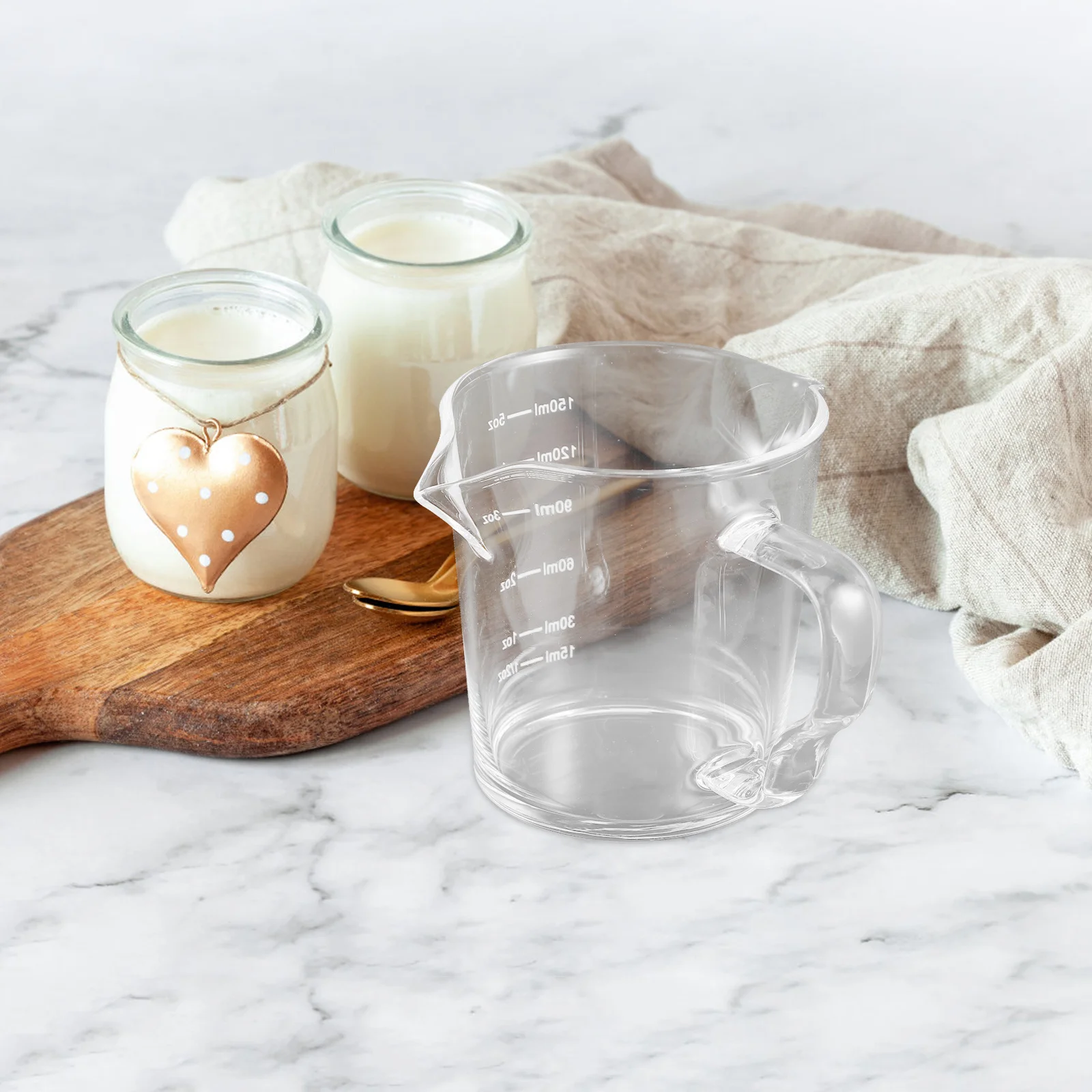 

Transparent Glass Double Spout Milk Cup Mini Coffee Pot Creamer Pitcher Espresso Juice Cup Small Glass Milk Pitcher for Coffee
