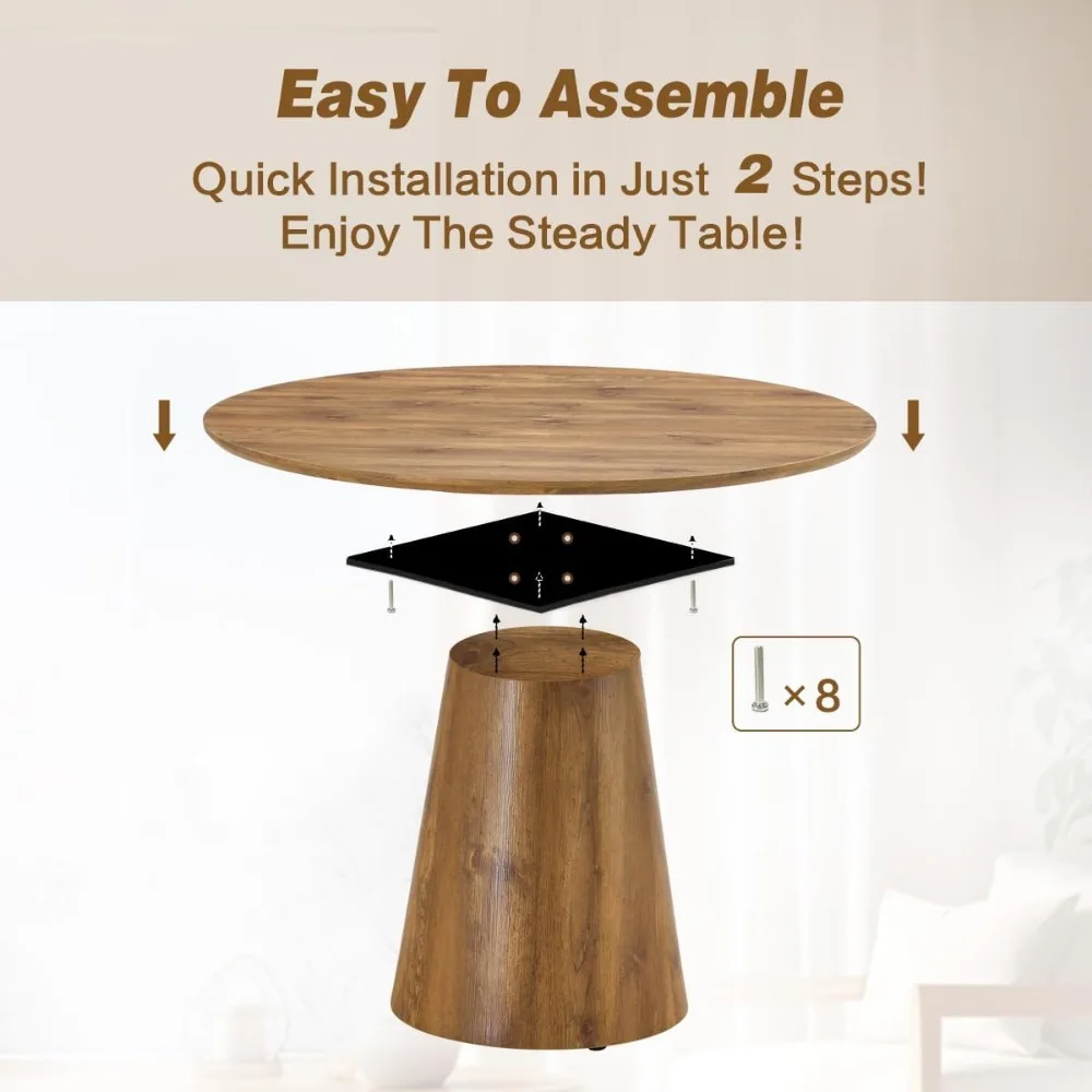 tavolo da pranzo rotondo in legno salvaspazio per cucina, facile montaggio