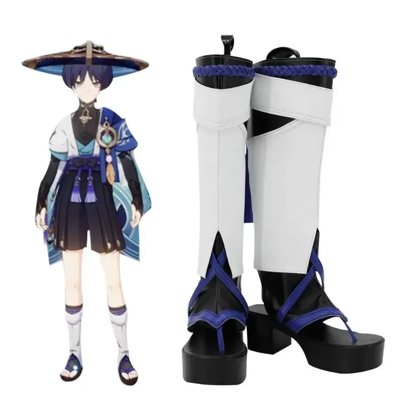 

Lily 123Genshin Impact Wanderer для мужчин и женщин вечерние ботинки Batlle Scaramouche для косплея обувь из искусственной кожи на Хэллоуин Pr