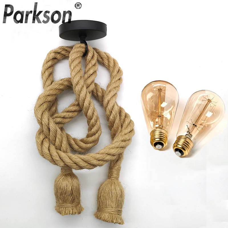 

Retro Hemp Rope Pendant Light AC90-260V Vintage E27 LED Light Bulb Pendant Lamp Industrial Lamp Loft Home For Decor HangLamp