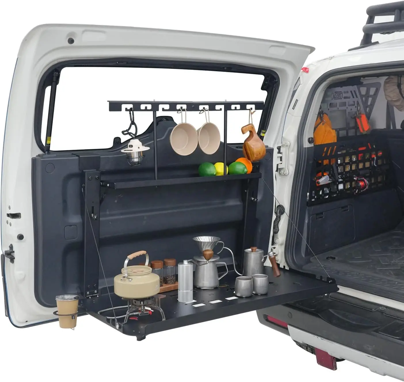 CGZ Tailgate Storage Panel Foldable Table Trunk Extension Racks Fit for Toyota FJ Cruiser 2007-2023