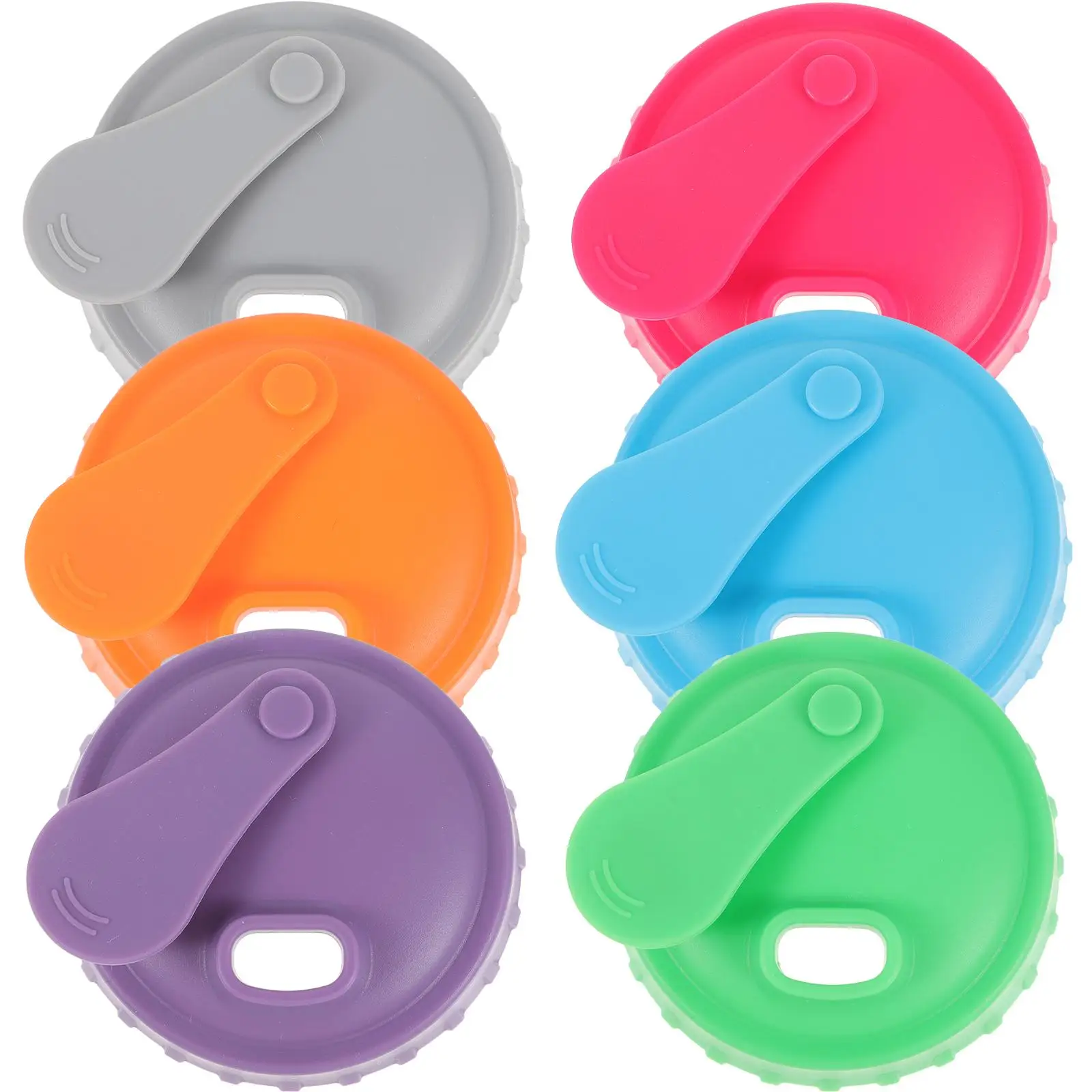 

6 Pcs Silicone Can Lid Leakproof Cover Sealing Lids Beer Covers Cup Drinks Bottle Caps Soda Protector Gray Green Purple Red Blue