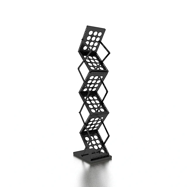 Portable Foldable A4 Floor Metal Brochure Holder Display Stand Magazine Shelf Rack for Trade Show Display