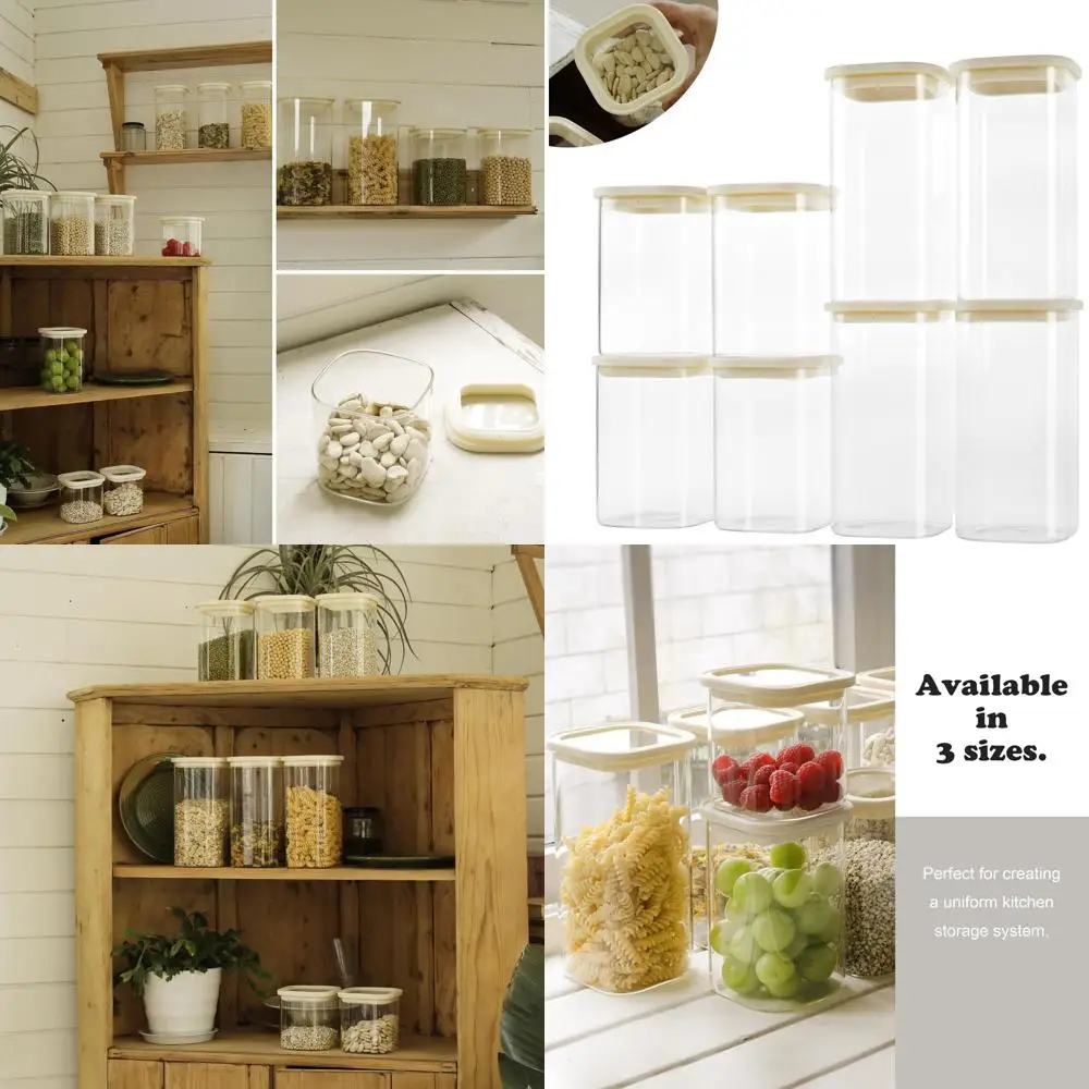 

Набор из 8 квадратных стеклянных кухонных банок с герметичными крышками, идеально подходящих для хранения муки, сахара и использования в холодильнике, 2 размера: 40 унций и 54 унции, P