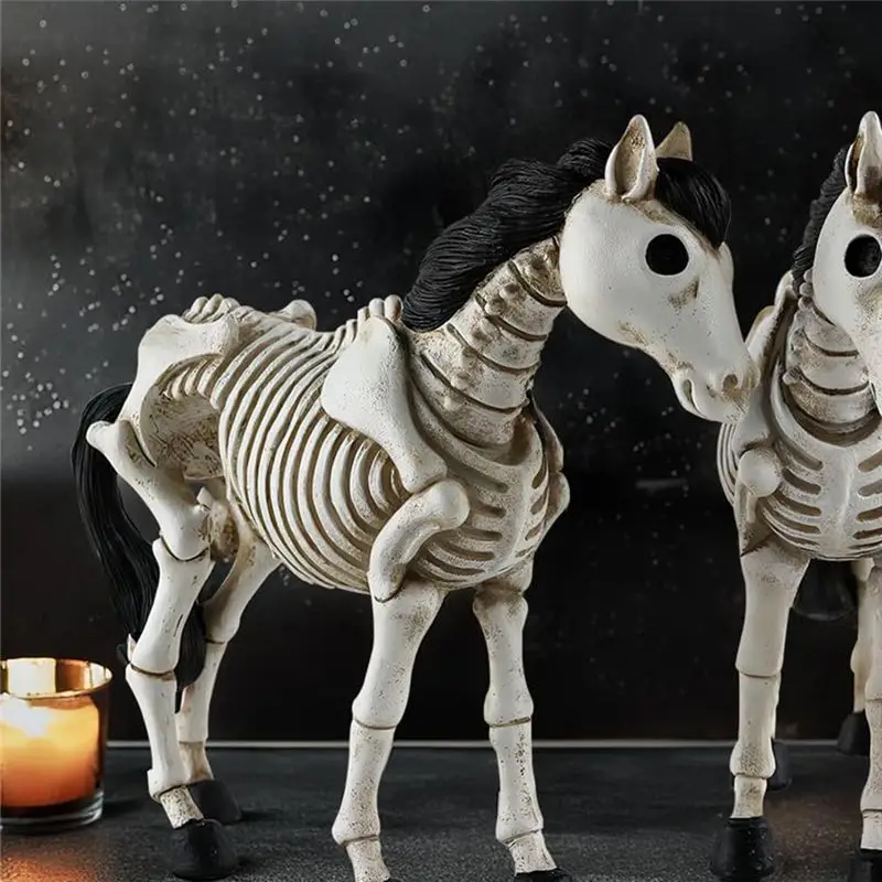 GTBL Skeleton Horse Statue Creepy Halloween Skeleton Animals Halloween Novelty Skeleton Farm Animals Halloween Skeleton Decor