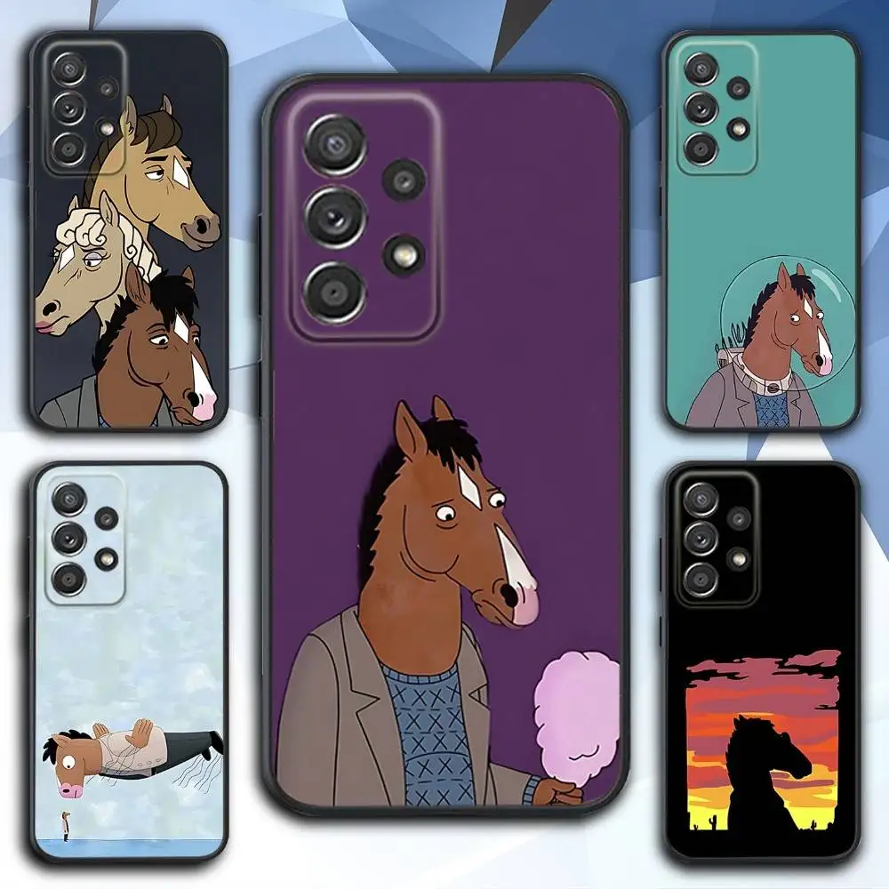 

B-BoJack Cartoon Horseman Phone Case For Samsung S 25,24,23,22,30,21,10,9,Ultra,Plus,Lite,FE,4,5 G Soft Black Case