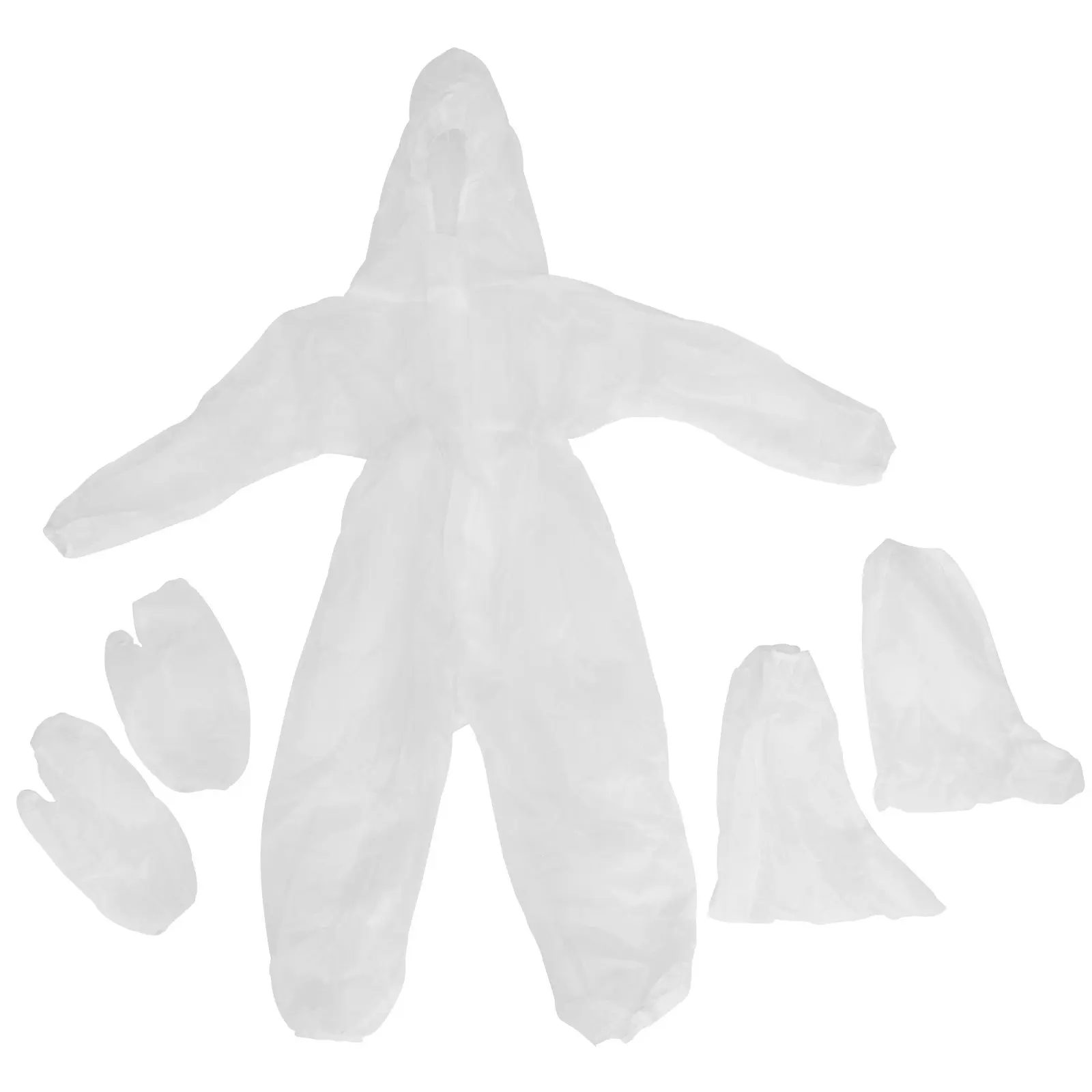 

Disposable Nonwoven Breathable One-Piece Isolated Cover For Outdoor Indoor Protection S M L White With Glove Shoe
