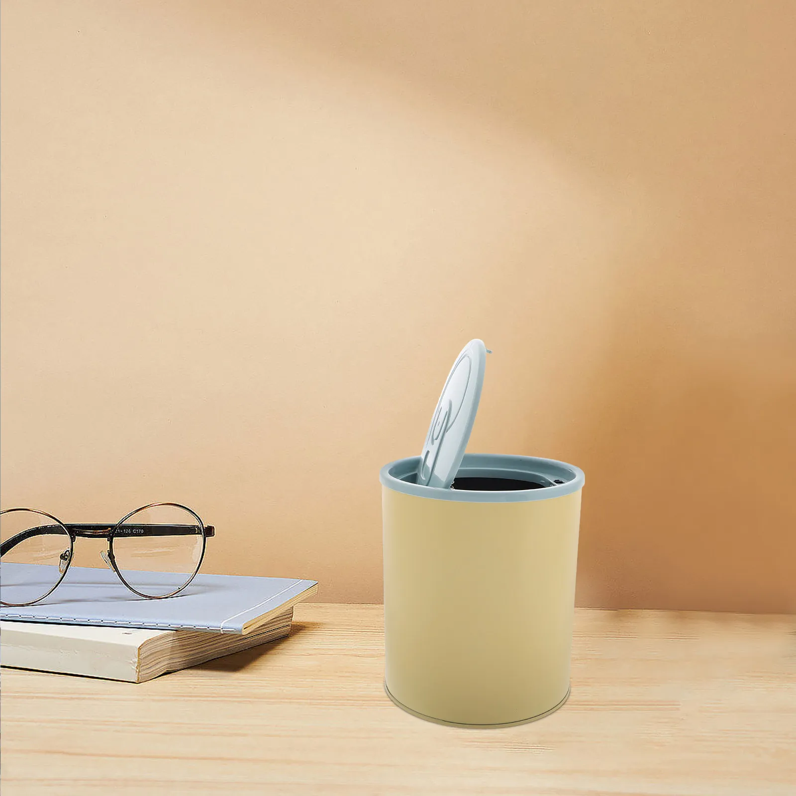 

Mini Desktop Trash Can Stainless Steel Small Garbage Bin Spring Press Lid For Desk Office Bedroom Dorm Countertop Dustbin