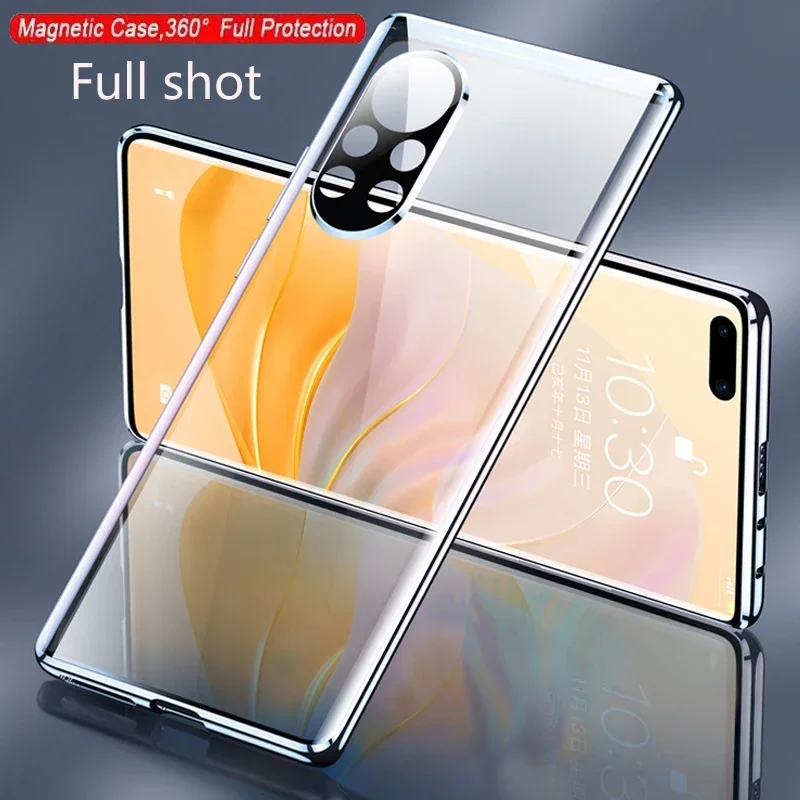 

For Honor 100 90 GT 80 SE 70 60 50 Pro Case Magnetic Metal Double side Glass For Honor X30 X40 X50 Magic 4 5 Lite Lens Protector