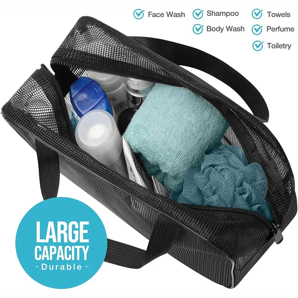 Portable Bathing Bag Mesh Shower Toiletry Pouch Travel Makeup Storage Holder Bathroom Accessories Organizer Beach Bag