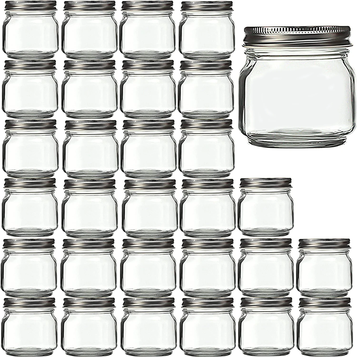 Mason Jars 8 Pack 250ml - Small Mason Jars With Silver LidsCanning Jars| Storage Pickling Jars For Jelly, Jam, Honey