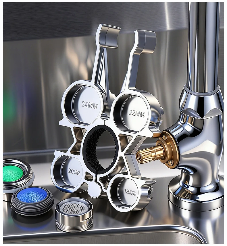 12 in 1 Faucet Aerators Removal Tools Multifunctional Wrench Practical Faucet Aerator Key Hand Tools for Bathroom Kitchen Sink