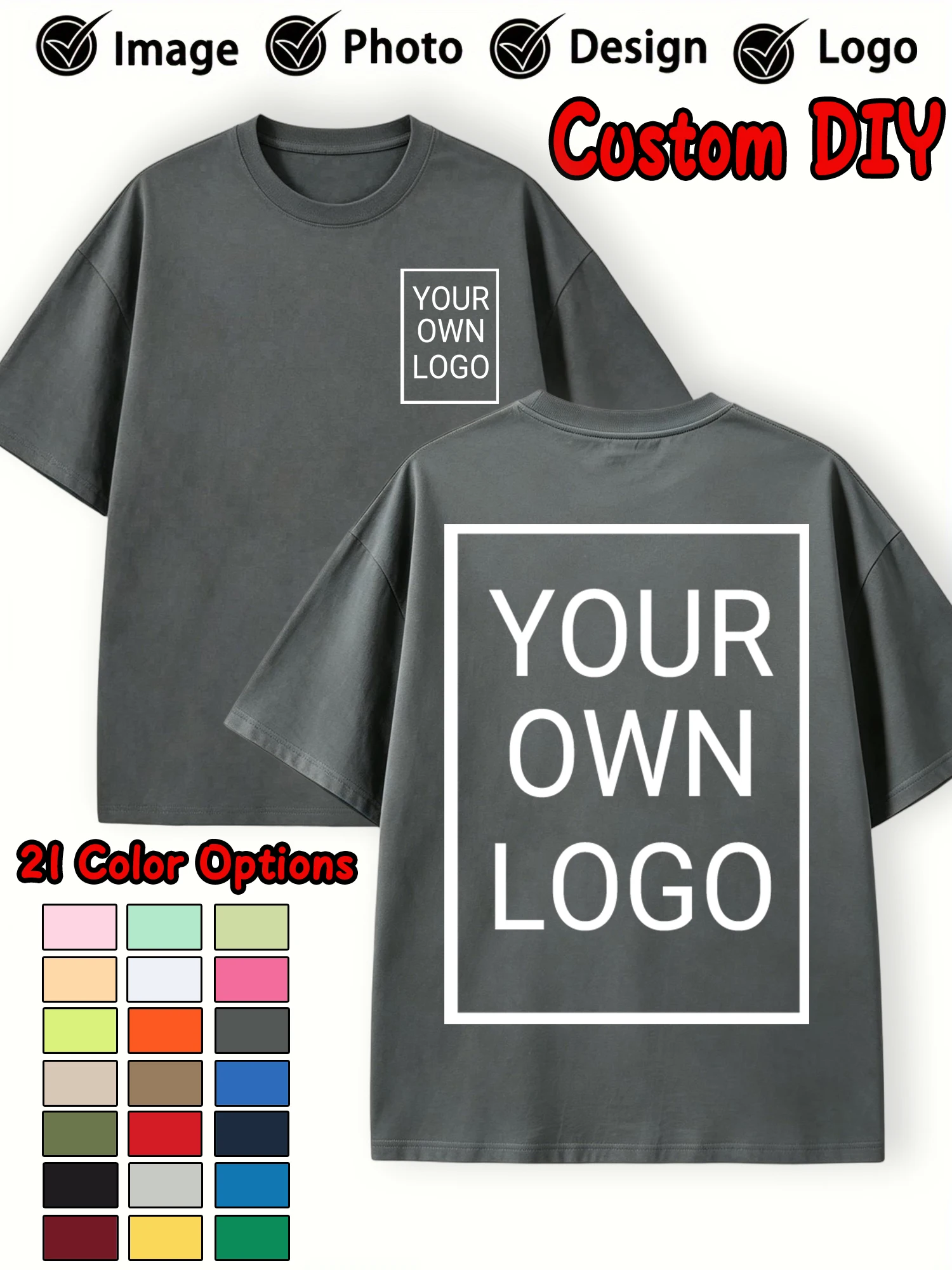 Sommer-T-Shirts für Paare, personalisiertes Muster, individuell, lässig, locker, für Herren, kurzärmelig, aus Baumwolle, weiche Kleidung, All-Match-Team-Arbeitskleidung – Detail 13