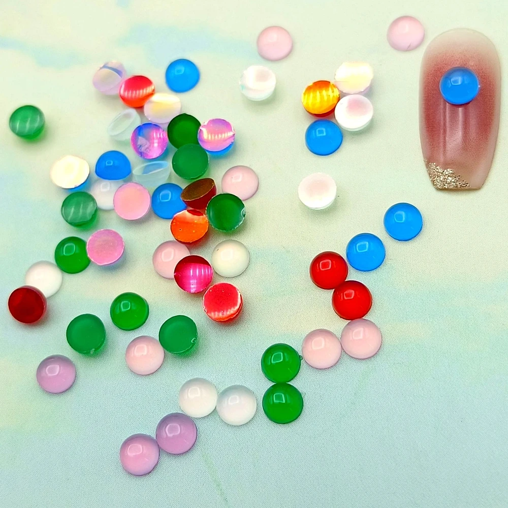 

50PCS 4mm Flatback Round 3D Acrylic Nail Art Rhinestones Decoration Parts Accessories For Nails Manicure Decor Supplies Material