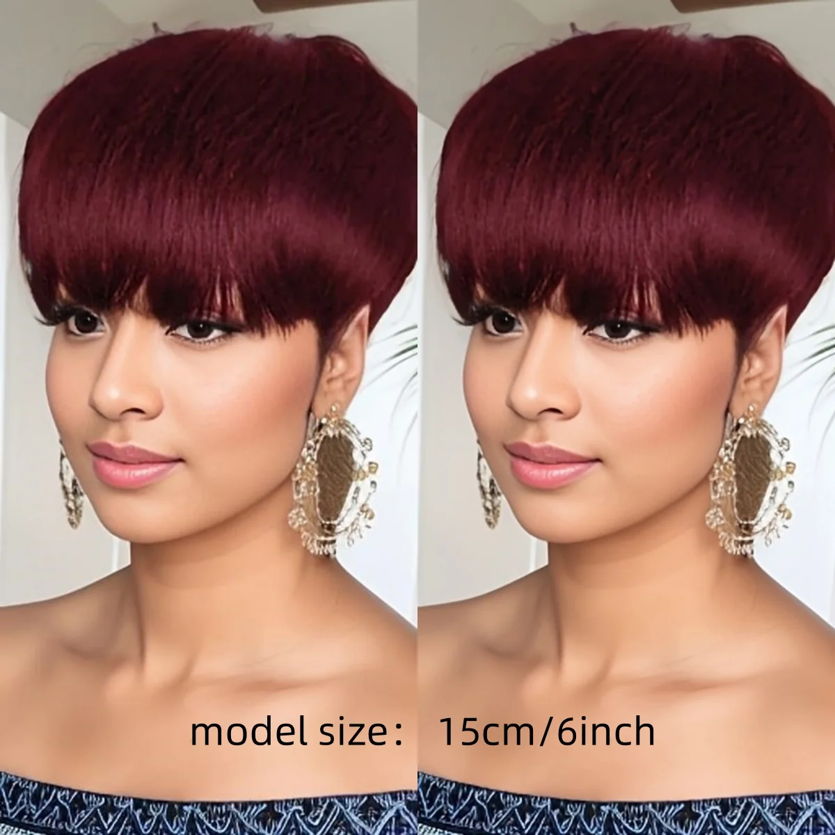 인간의 머리카락 옴브레 골든 여성용 100% 인간의 머리카락 짧은 가발 기계 제작 가발