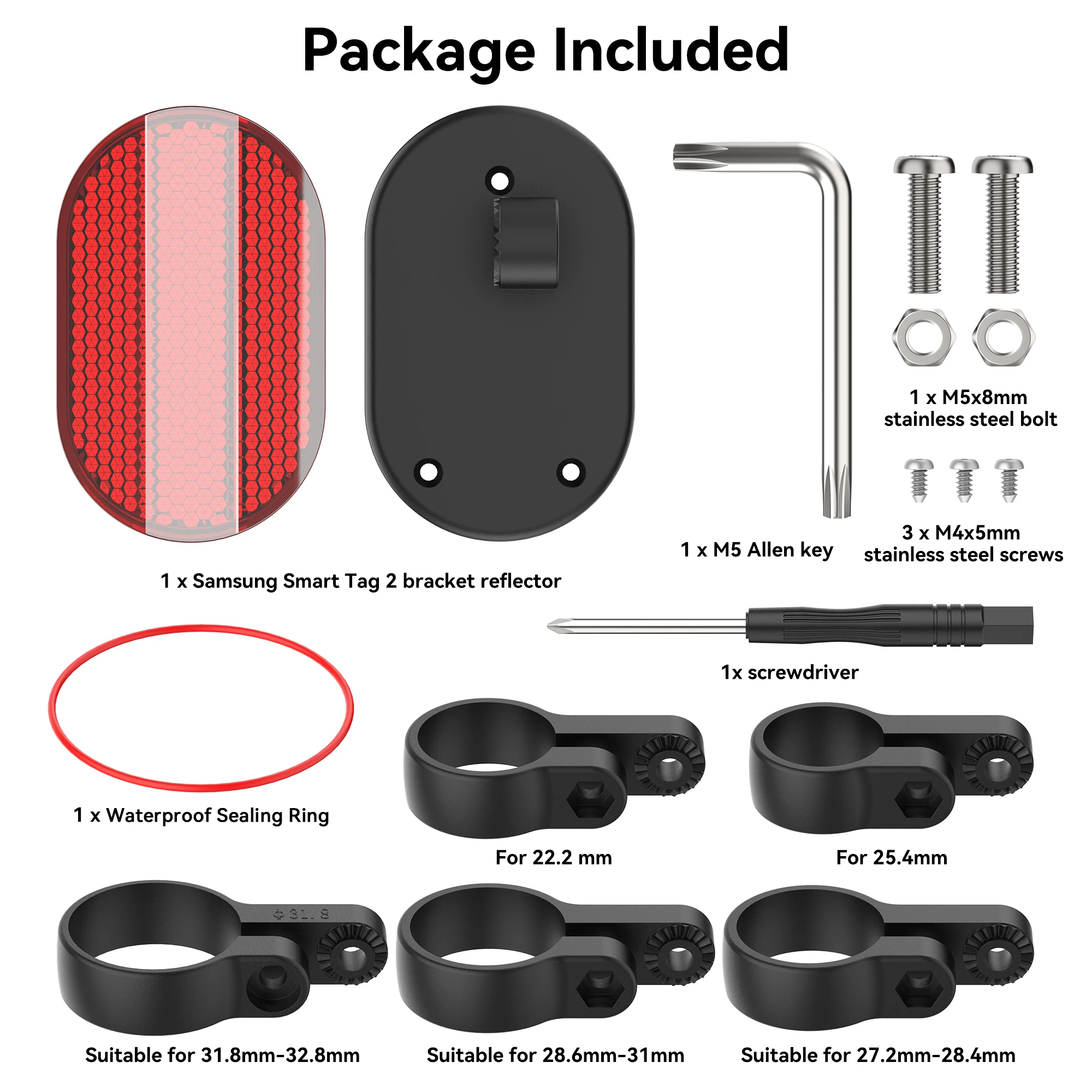 for SmartTag2 Bike Mount IPX8 Waterproof Bike GPS Tracker Holder for Galaxy Smart tag2 Hidden Reflectors SmartTag2 Case