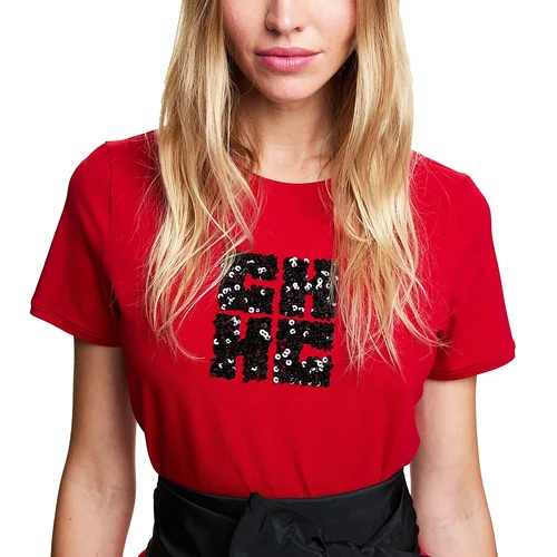 Imagen 1 del producto 2025 nuevas camisetas de mujer de manga corta con cuello redondo, camisetas informales de algodón con diseño de lentejuelas y temperamento para mujer, camisetas de verano para mujer