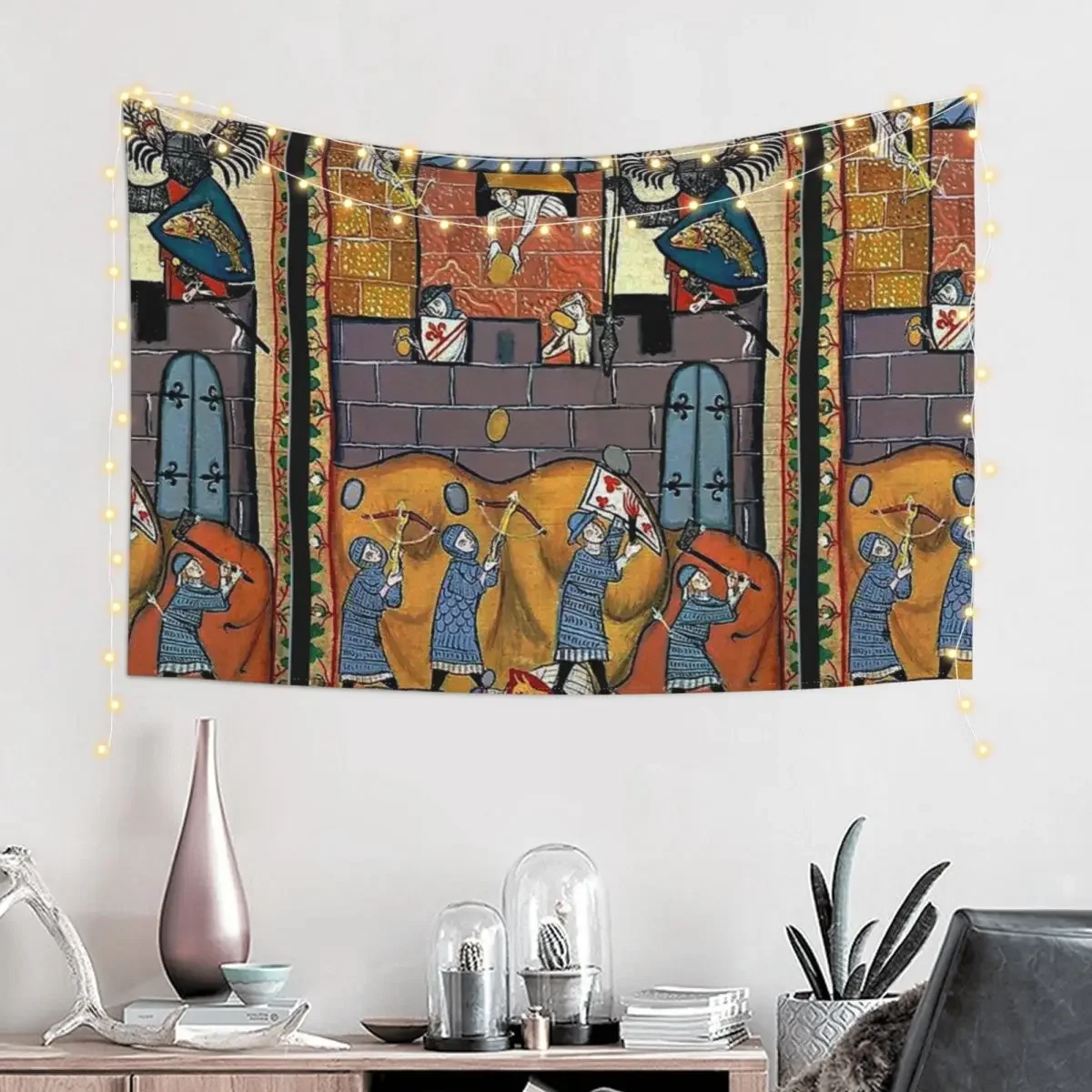 German Medieval Siege Battle Scene Tapestry Room Decor Decorations For Room Tapestry