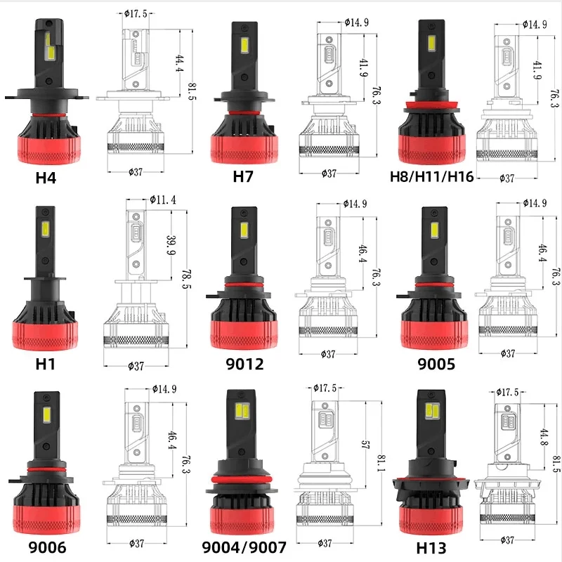 차량용 LED 램프 전구 안개등 키트, LED 헤드라이트 전구, 20000LM, H7, H11, H8, 9005, 9006, H1, LED 전구, F5, 110w, H4