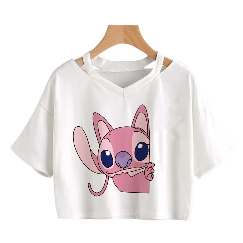 Y2k  Kawaii stitch Funny Cartoon T Shirt Women Manga T-shirt Graphic Tshirt Streetwear Crop Top Tees Female Gothic