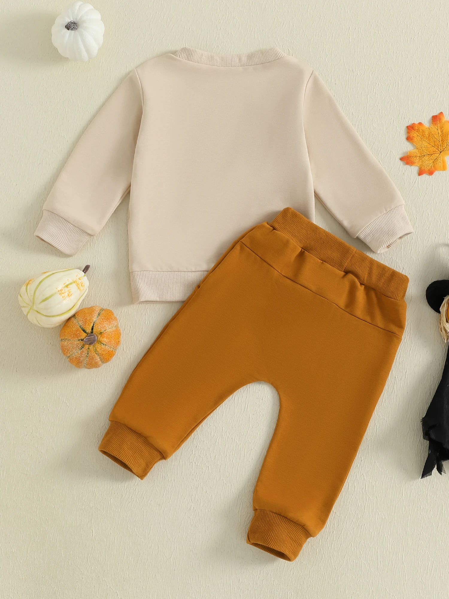 

Kids Halloween 2Pcs Outfits Long Sleeve Crew Neck Ghost Print Tops Solid Color Pants Sets for Boys