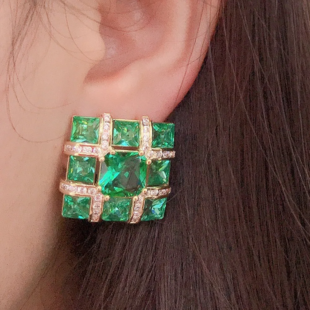 

Missvikki Fashion Gorgeous Square Crystal Earrings For Women Wedding Party Shiny Full CZ Earrings Fashion Jewelry High Quality