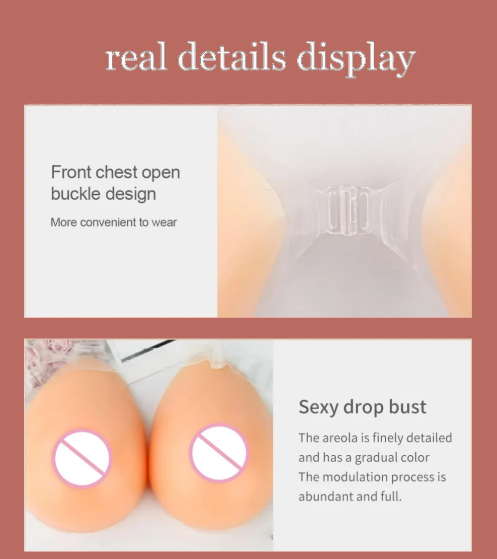 WANTES Silicone Breast Prosthesis with Straps Realistic Chest Drop Shape Fake Boobs Cosplay Transgender Drag Queen Shemale