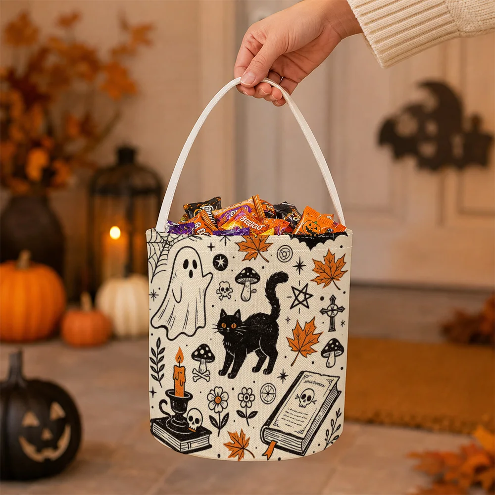 Halloween symbols collage Halloween Party Basket Party Bag Favor Bucket Sack Goody Bag Candy Treat Bucket Shelf Basket