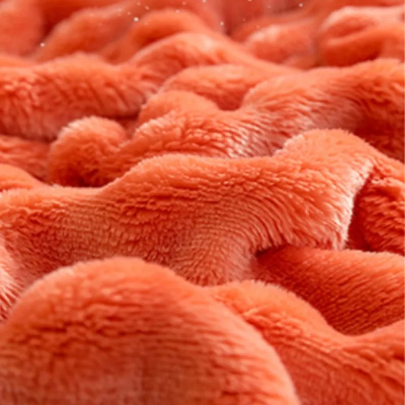 3D Bubble Orange Plush Blanket Soft Warm Cozy Textured Flannel Fleece Couch Throw Gift Plaid - Comfortable Summer Blankets - view 3
