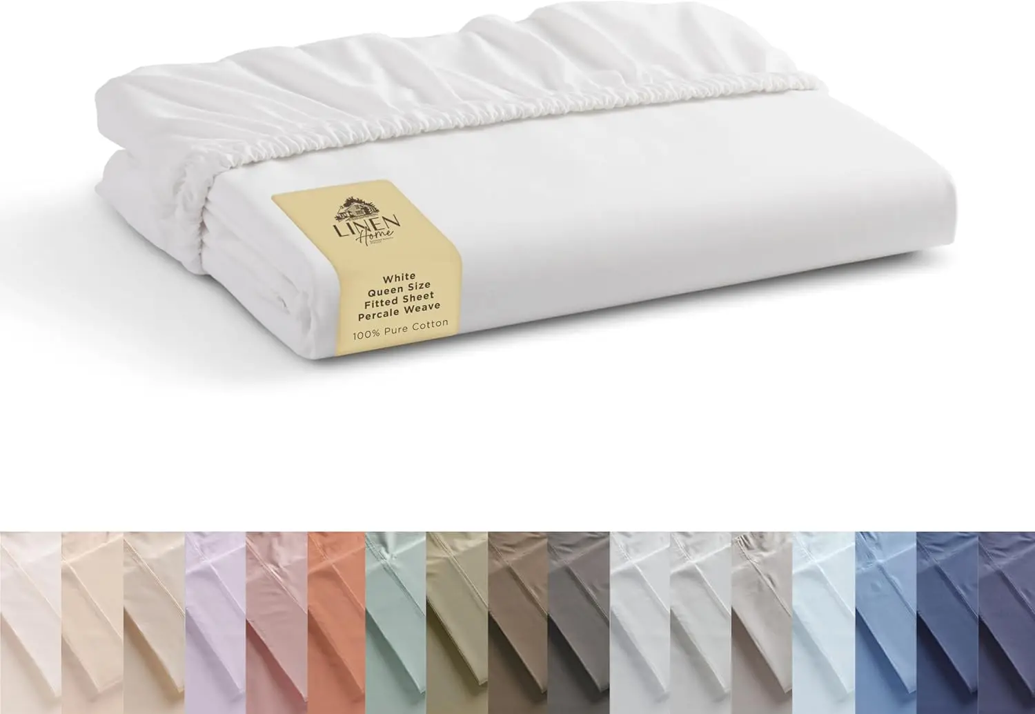 

100% Cotton Percale Weave Fitted Sheet, Queen Size, White, 1 Deep Pocket Fitted Sheet, Fits Mattr Upto 16"" Crisp And Cool
