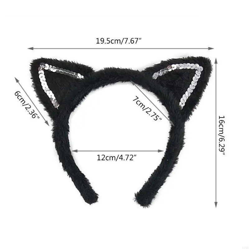 49mf Katzenkostüm Set schwarze Katzenohren Schwanzscheibe -Handschuhe Tierarztkostüme