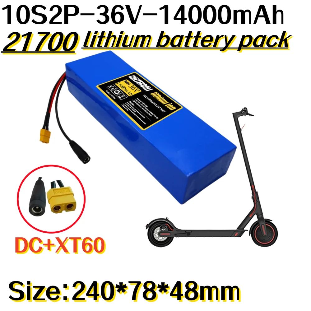 

10S4P 36V 14000mAh 21700 lithium battery pack, built-in BMS,various energy storage backup or for Electric Scooter Battery.