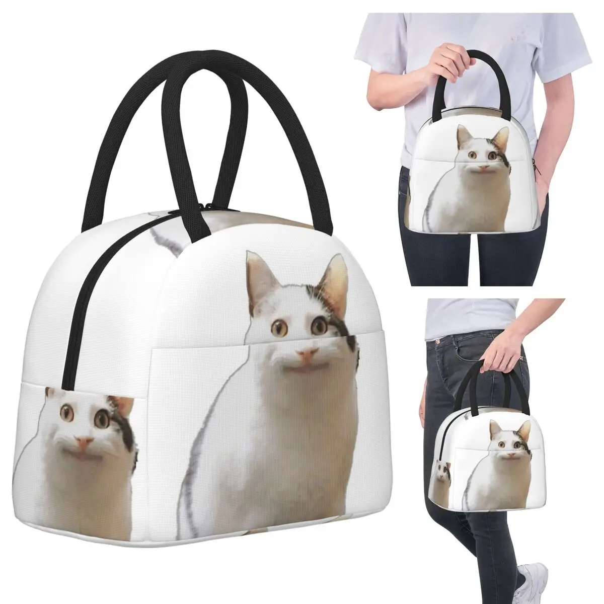 

Beluga Cat Safari Insulated Lunch Bag for Kids School Cooler Thermal Food Box Tote Portable Lunch Boxes Container