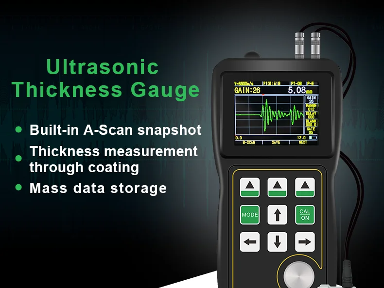 

UT4000 Ultrasonic Thickness Gauge Color Screen Realtime A/B-Scan Through-coating Ultrasonic Thickness Gauge