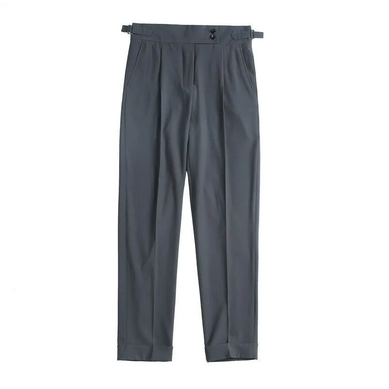 New Fashion Suit Pants Men's Luxury Button-down Draped Cropped All-match Business Casual Slim-fit Premium Elegant Dress Pants