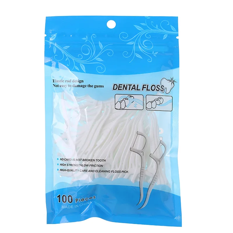 50/100pcs Dental Floss Flosser Picks Toothpicks Teeth Stick Tooth Cleaning Interdental Brush Pick Disposable Oral Hygiene Care