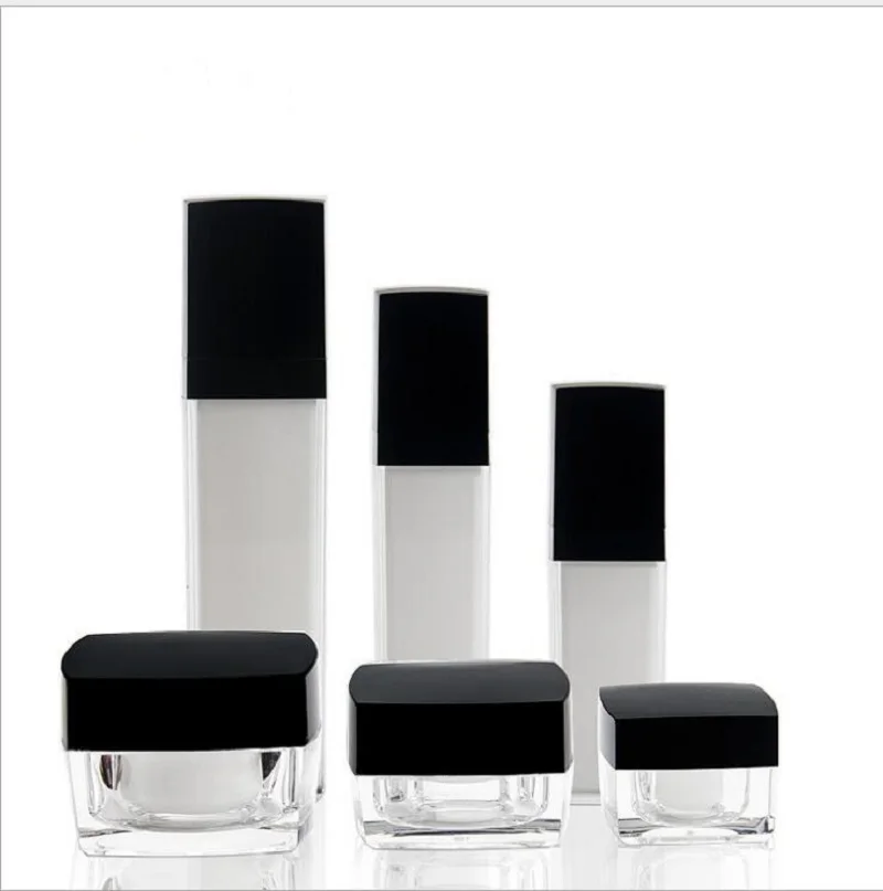 30G acrylic square shape plastic jar tin pot bottle for  eye serum/day night cream/mask essence/moisturizer/gel cosmetic packing