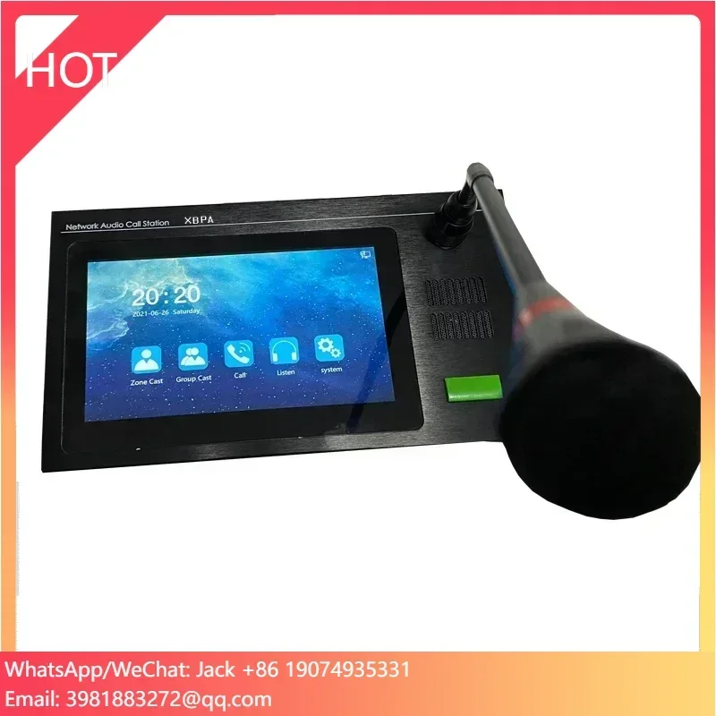 IP PA System 10-inch Touch Screen Visual Intercom Host Speaker with Controller and Paging Mic