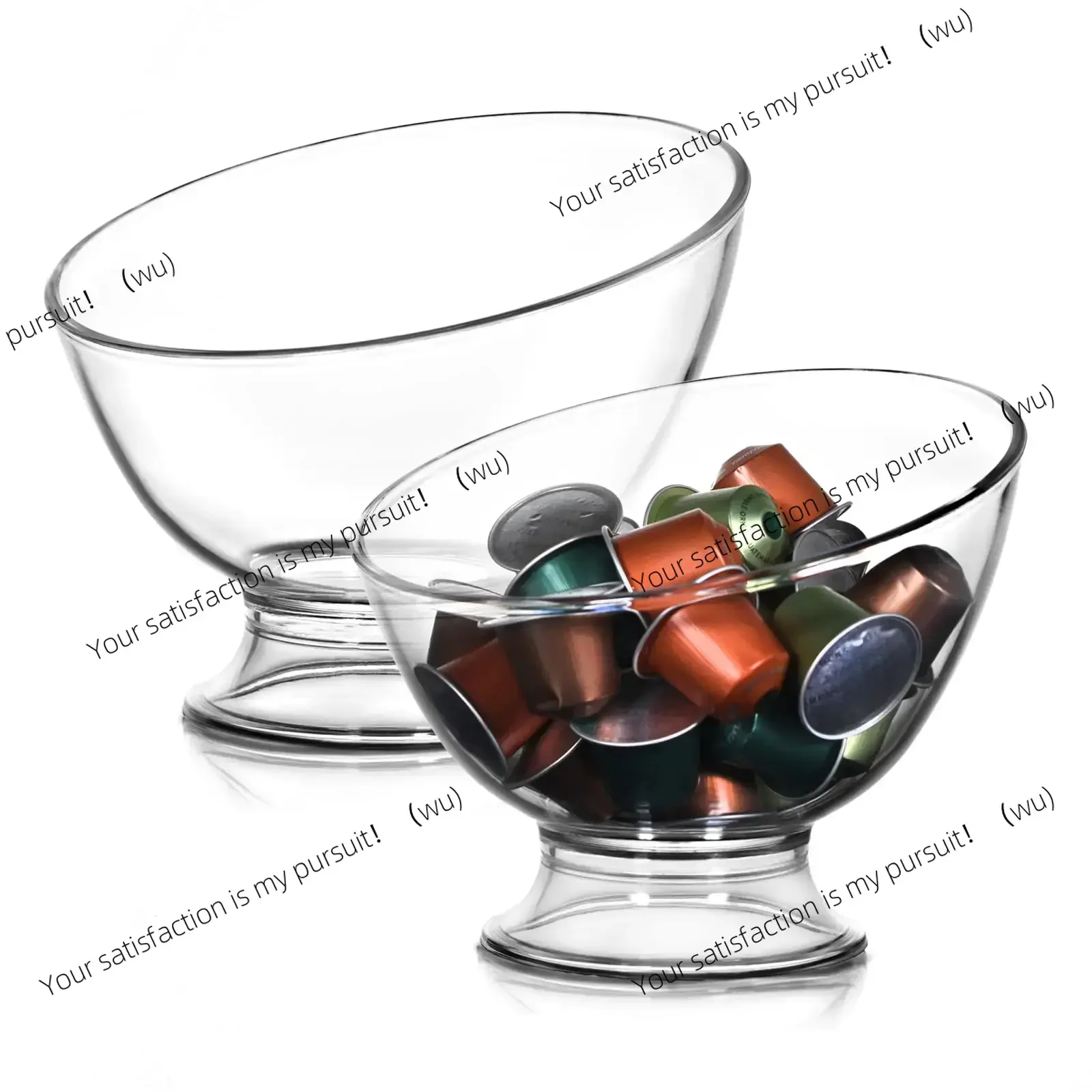Coffee Capsule Holder,Plastic Coffee Capsule Organizer,Clear Glass Slant Cut Tilted Snack Salad Fruit Candy Dish Decorative Bowl