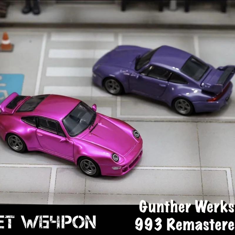 Pre-order *SW 1:64 Gunther Werks Porsche 991 Remastered- Dark Night Purple Convertible version Alloy Car Model - shipping Decemb