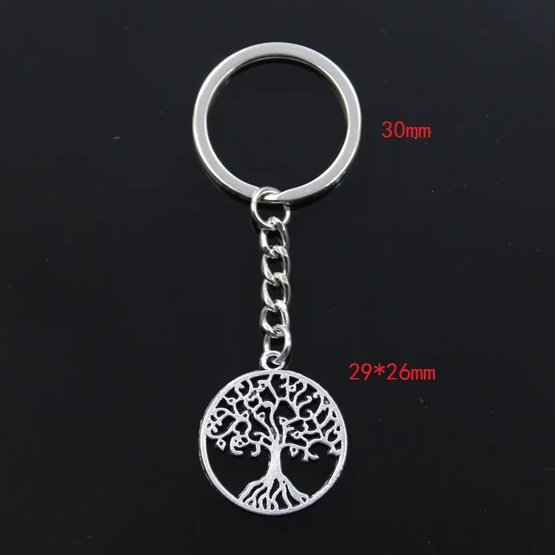 New Keychain 29x26mm Life Tree Pendants DIY Men Car Key Chain Ring Holder Keyring Souvenir Jewelry Gift