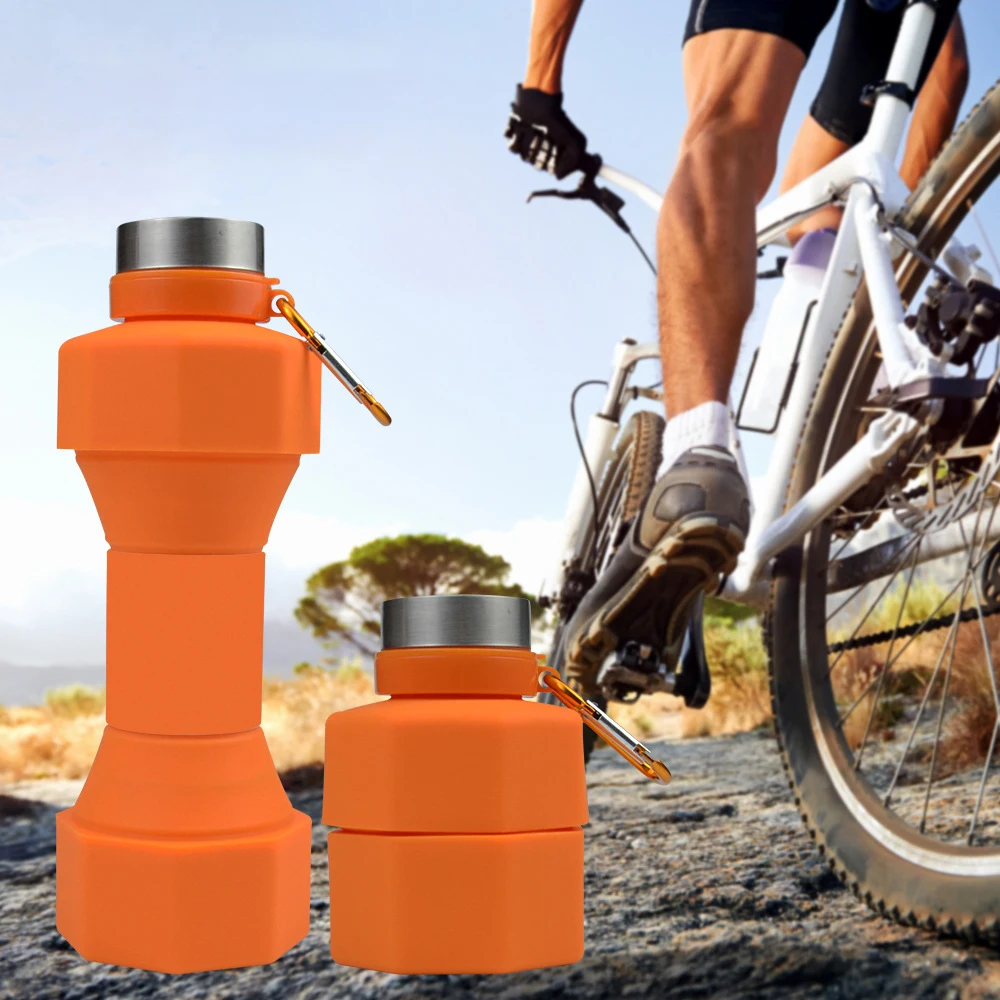 650ML Collapsible Water Bottle, Reuseable BPA Free Silicone Foldable Bottles Portable Hiking Cup For Outdoor Mountaineering Tour